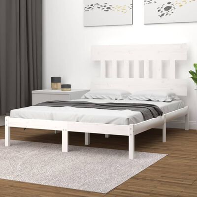 vidaXL Cadre de lit sans matelas blanc 120x190 cm bois massif