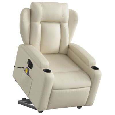 vidaXL Fauteuil inclinable de massage électrique crème similicuir