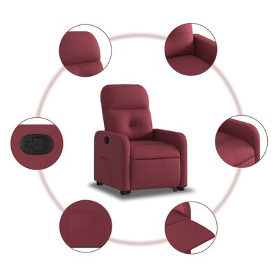 vidaXL Fauteuil inclinable rouge bordeaux tissu