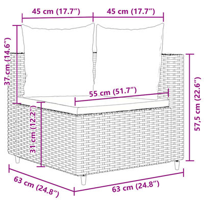 vidaXL Salon de jardin avec coussins 7 pcs gris résine tressée