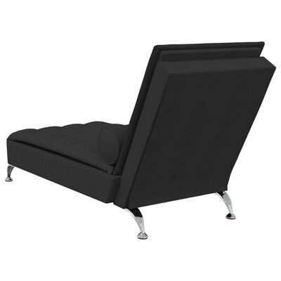 vidaXL Chaise longue de massage avec traversin noir tissu