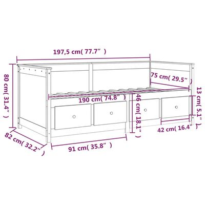 vidaXL Lit de jour sans matelas 75x190 cm bois de pin massif