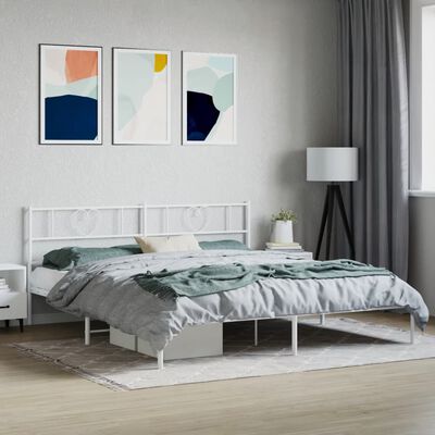 vidaXL Cadre de lit métal sans matelas et tête de lit blanc 180x200 cm