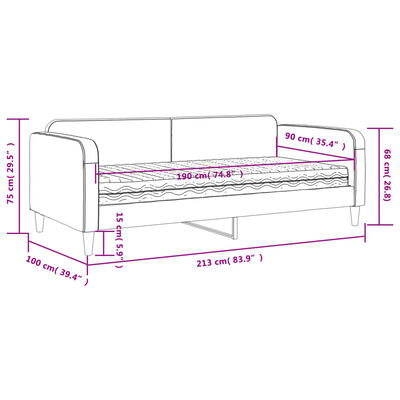 vidaXL Lit de jour avec matelas gris foncé 90x190 cm tissu