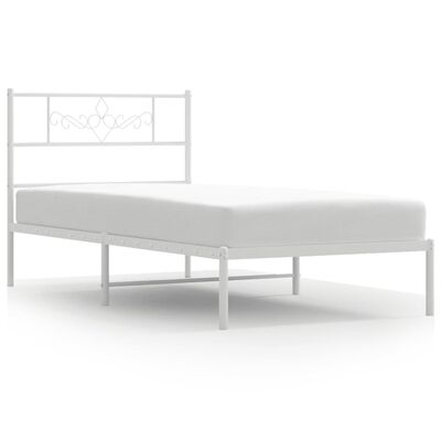 vidaXL Cadre de lit métal sans matelas et tête de lit blanc 100x190 cm