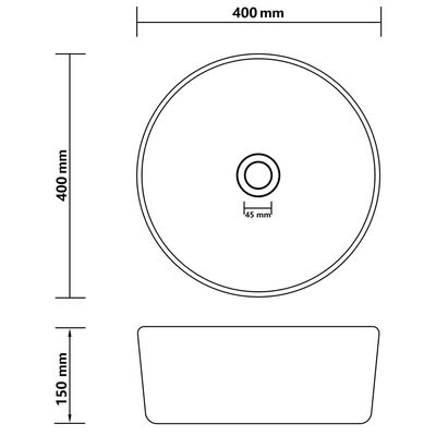 vidaXL Lavabo rond de luxe Gris foncé mat 40x15 cm Céramique