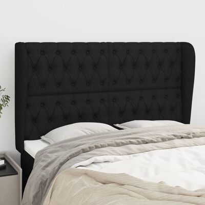 vidaXL Tête de lit avec oreilles Noir 163x23x118/128 cm Tissu