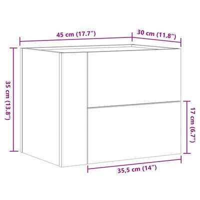 vidaXL Tables de chevet murales 2 pcs noir 45x30x35 cm