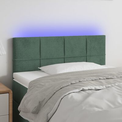 vidaXL Tête de lit à LED Vert foncé 100x5x78/88 cm Velours