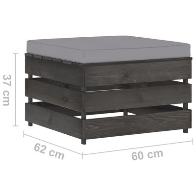 vidaXL Salon de jardin 2 pcs avec coussins Bois imprégné de gris