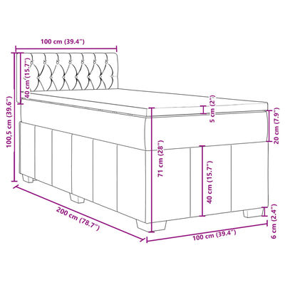 vidaXL Sommier à lattes de lit avec matelas Crème 100x200 cm Tissu