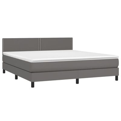 vidaXL Sommier à lattes de lit avec matelas Gris 160x200 cm Similicuir