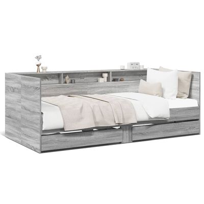 vidaXL Lit de jour avec tiroirs sans matelas sonoma gris 75x190 cm