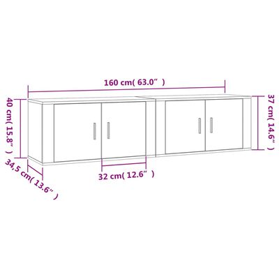 vidaXL Meubles TV muraux 2 pcs blanc 80x34,5x40 cm