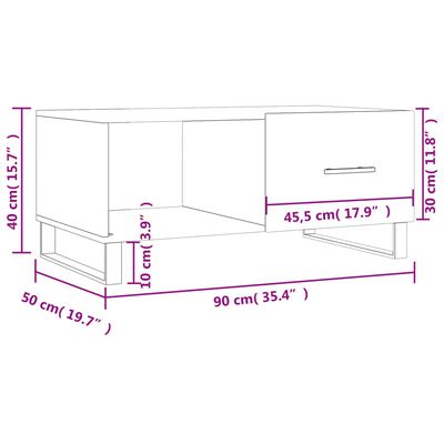 vidaXL Table basse chêne sonoma 90x50x40 cm bois d'ingénierie