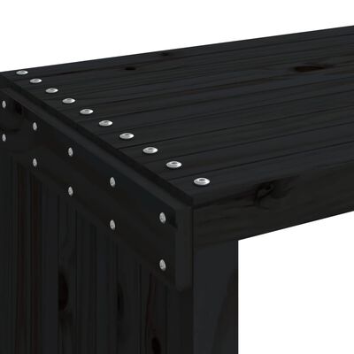 vidaXL Banc de jardin extensible noir 212,5x40,5x45 cm bois massif pin