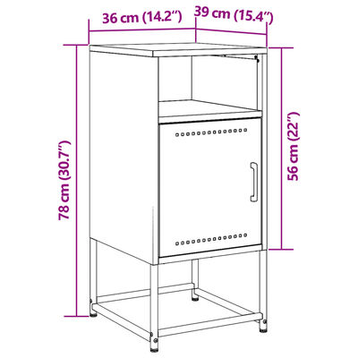 vidaXL Table de chevet rose 36x39x78 cm acier