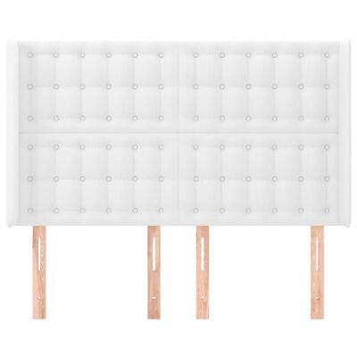 vidaXL Tête de lit avec oreilles Blanc 147x16x118/128 cm Similicuir