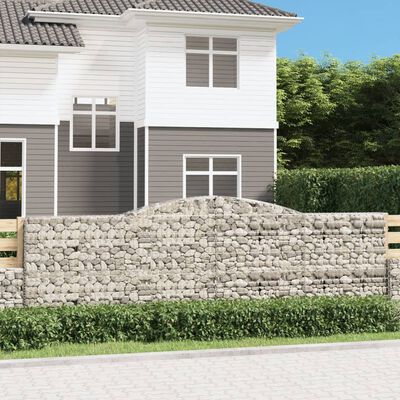 vidaXL Paniers à gabions arqués 3 pcs 400x30x120/140 cm Fer galvanisé