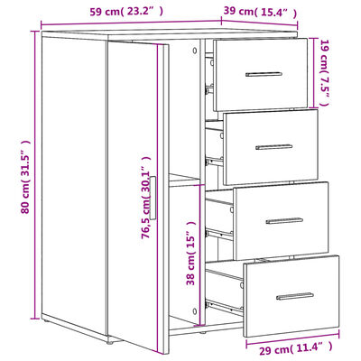 vidaXL Buffet noir 59x39x80 cm bois d'ingénierie