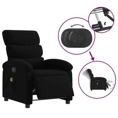 vidaXL Fauteuil de massage inclinable électrique Noir Tissu