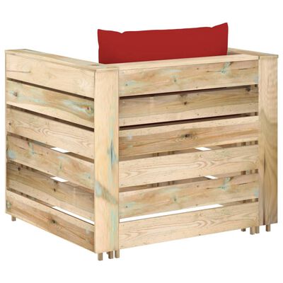 vidaXL Salon de jardin 2 pcs avec coussins Bois imprégné de vert