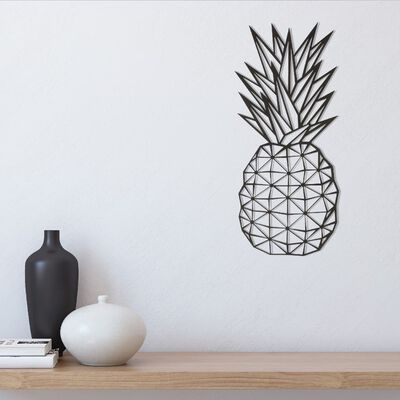 Homemania Décoration murale Ananas 22x55 cm Acier Noir