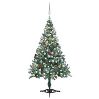 vidaXL Arbre de Noël givré pré-éclairé et boules pommes de pin 150 cm