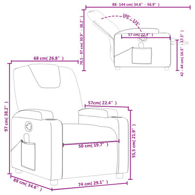 vidaXL Fauteuil de massage inclinable Gris foncé Tissu