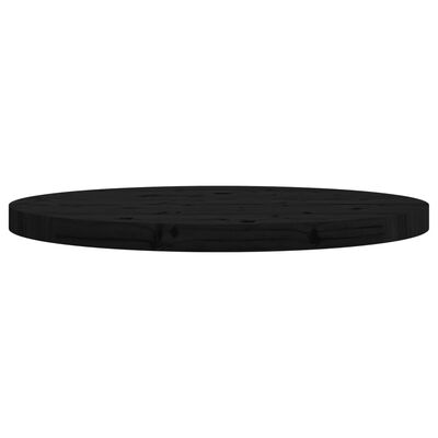 vidaXL Dessus de table rond noir Ø60x3 cm bois de pin massif