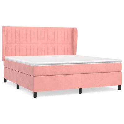 vidaXL Sommier à lattes de lit avec matelas Rose 160x200 cm Velours