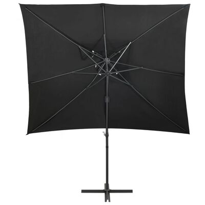 vidaXL Parasol de jardin en porte-à-faux à double toit noir 250x250 cm