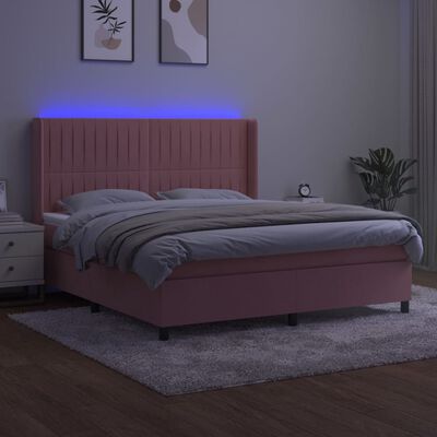 vidaXL Sommier à lattes de lit matelas et LED Rose 160x200 cm Velours