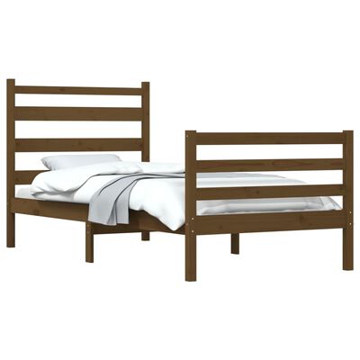 vidaXL Cadre de lit Bois de pin massif 90x200 cm marron miel