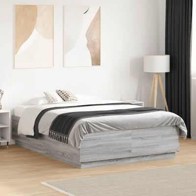 vidaXL Cadre de lit sonoma gris 140x190 cm bois d'ingénierie