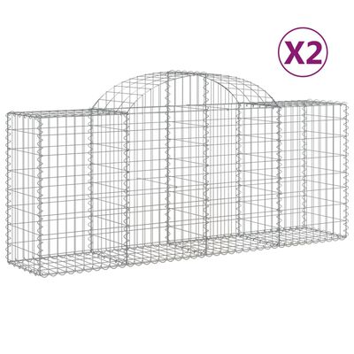 vidaXL Paniers à gabions arqués 2 pcs 200x50x80/100 cm Fer galvanisé