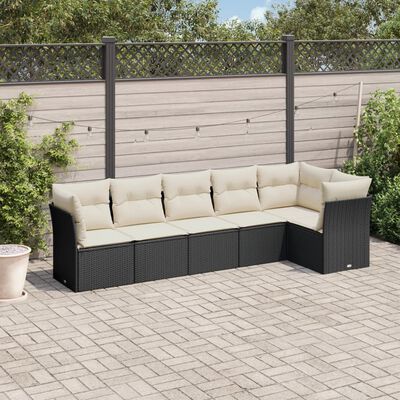 vidaXL Salon de jardin 6 pcs avec coussins noir résine tressée