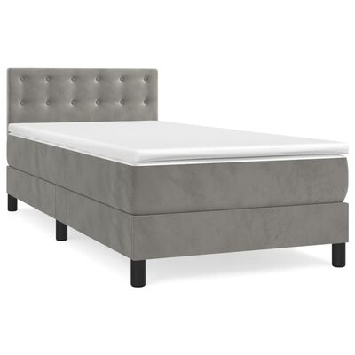 vidaXL Sommier à lattes de lit et matelas Gris clair 80x200 cm Velours