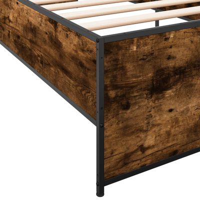 vidaXL Cadre de lit chêne fumé 100x200 cm bois d'ingénierie et métal