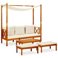 vidaXL Banc de jardin avec table et repose-pieds Bois d'acacia solide