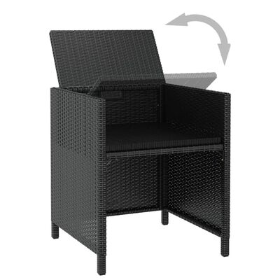 vidaXL Ensemble à manger d'extérieur 11pcs Rotin et bois d'acacia Noir