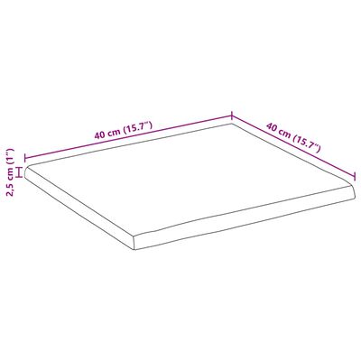 vidaXL Dessus de table bord vivant 40x40x2,5 cm bois de manguier brut