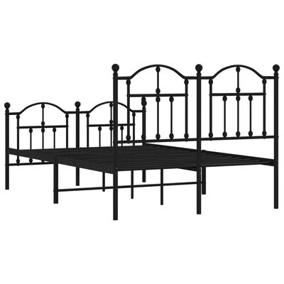 vidaXL Cadre de lit métal sans matelas avec pied de lit noir 120x190cm