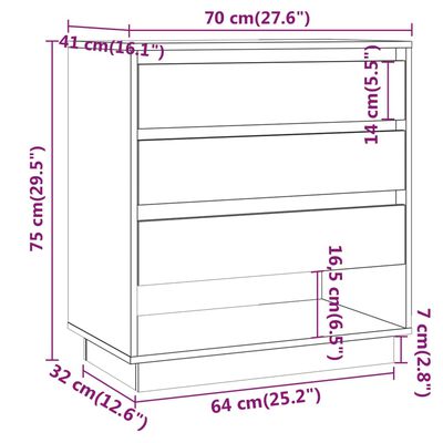 vidaXL Buffet Blanc 70x41x75 cm Bois d'ingénierie