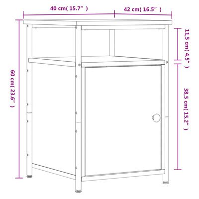 vidaXL Table de chevet chêne sonoma 40x42x60 cm bois d'ingénierie