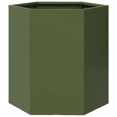 vidaXL Jardinière vert olive hexagone 46x40x45 cm acier