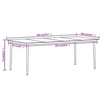 vidaXL Ensemble à manger de jardin 9 pcs Noir