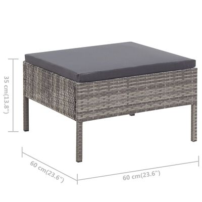 vidaXL Salon de jardin 3 pcs avec coussins Résine tressée Gris