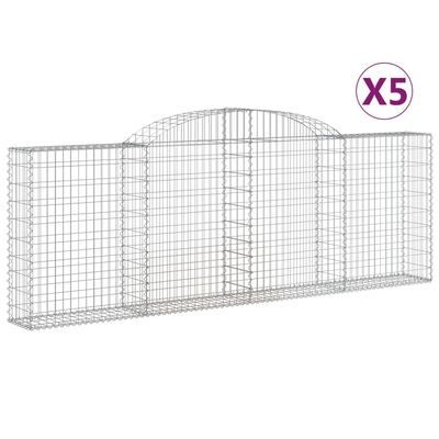 vidaXL Paniers à gabions arqués 5 pcs 300x30x100/120 cm fer galvanisé