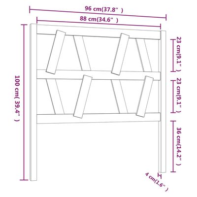 vidaXL Tête de lit Gris 96x4x100 cm Bois massif de pin